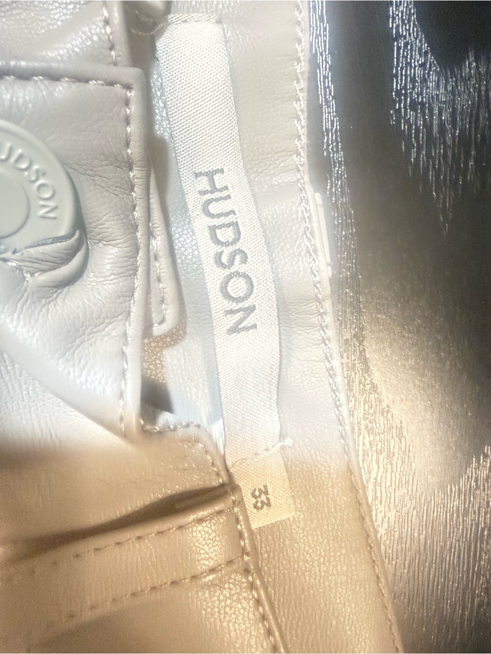 NWT Hudson Jeans Remi High Rise Straight Faux Leather Pants Moonrock Size 33
